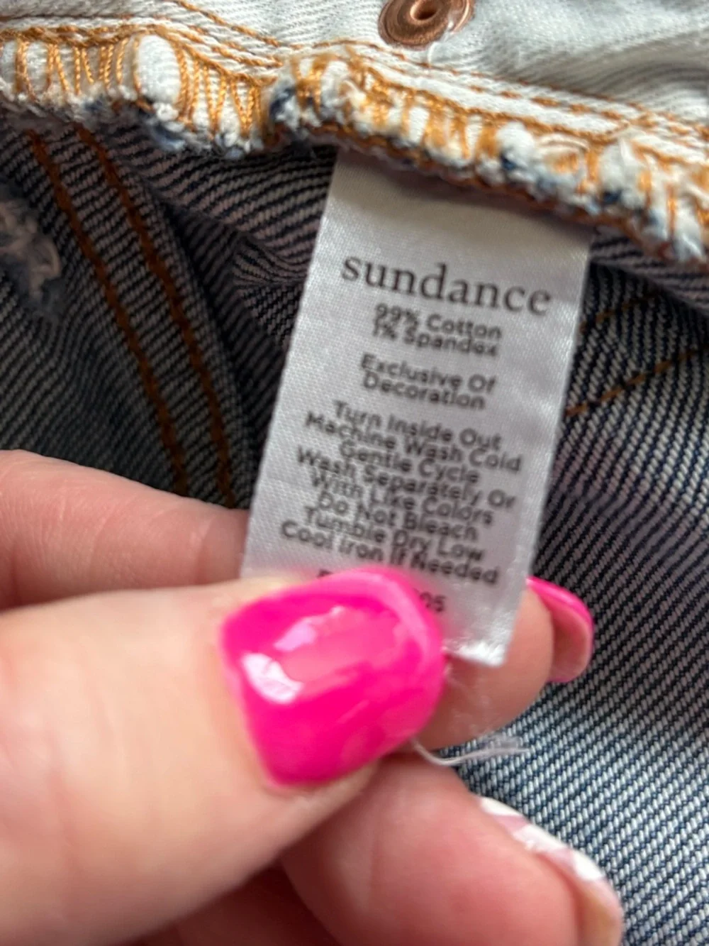 Sundance Patchwork Embroidered Jeans 32 Cropped Raw Hem Boho Straight - Picture 8 of 8